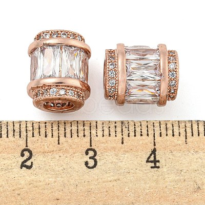 Rack Plating Brass Micro Pave Cubic Zirconia European Beads KK-F089-31RG-08-1