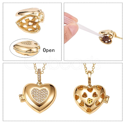 Brass Micro Pave Clear Cubic Zirconia Diffuser Locket Pendants ZIRC-SZ0003-60-1