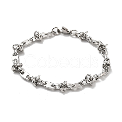 304 Stainless Steel Oval Link Bracelets for Men Women LS-BJEW-V007-02P-1