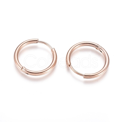Ion Plating(IP) 304 Stainless Steel Huggie Hoop Earrings EJEW-F111A-19mm-RG-1