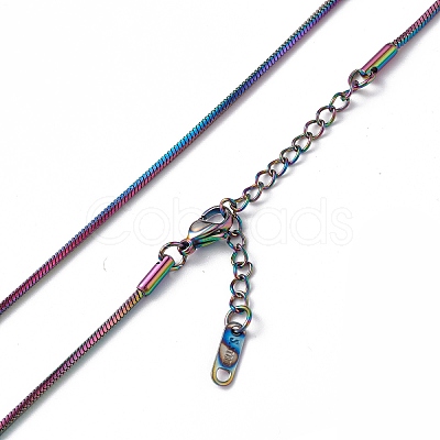 Ion Plating(IP) 304 Stainless Steel Round Snake Chain Necklace for Men Women NJEW-K245-012E-1