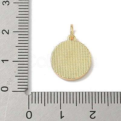 Brass Pave Natural Shell Flat Round with Letter Charms KK-Z115-13G-X-1