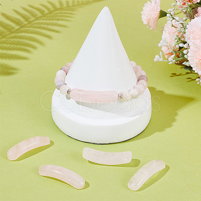 6Pcs Natural Rose Quartz Connector Charms G-AR0006-27B-1