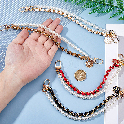 4Pcs 4 Colors ABS & Iron & Alloy & PU Leather Handbag Chain Straps FIND-HS0001-36B-1