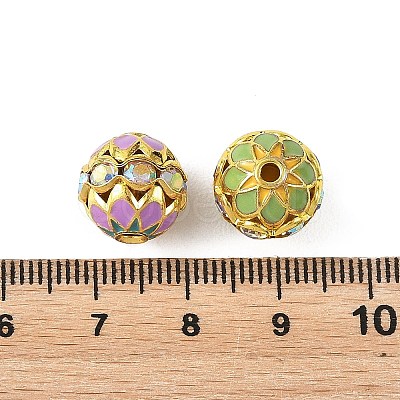 Brass & Alloy & Rhinestone Enamel Beads RB-CBA973B-11C-G-1