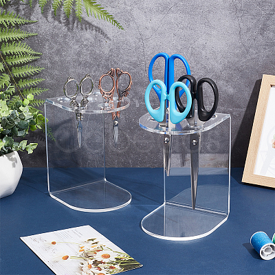 6-Hole Acrylic Scissors Organizer Holder Rack ODIS-WH0329-98-1