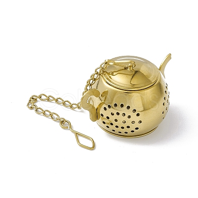 Teapot Shape Loose Tea Infuser AJEW-G045-06G-1