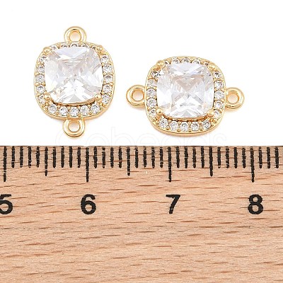 Brass Micro Pave Clear Cubic Zirconia Connector Charms CU-CBA7BFE-01A-G-1