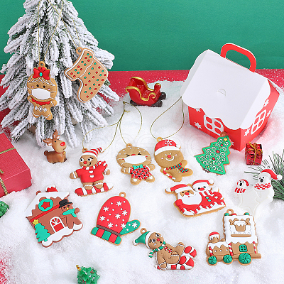 12Pcs 12 Styles PVC Christmas Pendant Decorations DIY-SC0026-47-1