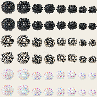72Pcs 12 Styles Resin Rhinestone Beads RESI-PA0001-01-1