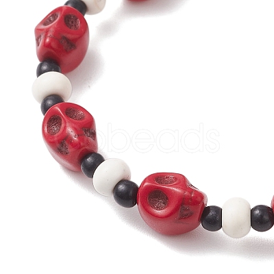 Synthetic Turquoise & Glass Seed Beads Bracelets BJEW-JB12170-02-1