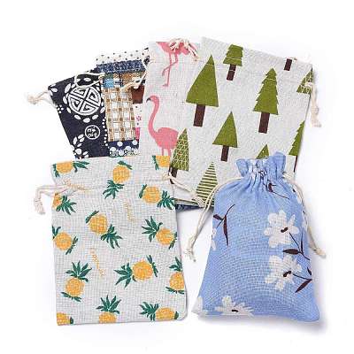Polycotton(Polyester Cotton) Packing Pouches Drawstring Bags ABAG-T007-02-1