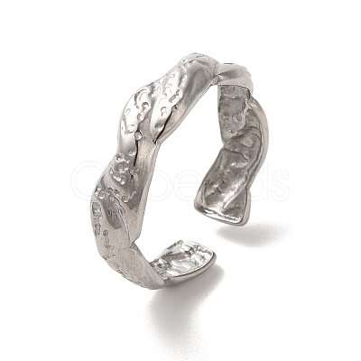 Non-Tarnish 304 Stainless Steel Open Cuff Ring RJEW-C068-03D-P-1