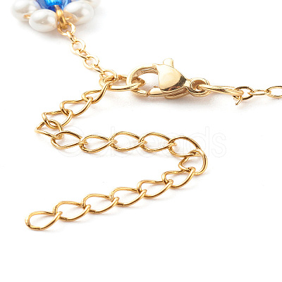 Shell Pearl & Acrylic Beads Flower Link Bracelets X1-BJEW-TA00003-03-1
