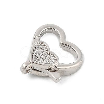 Brass Micro Pave Clear Cubic Zirconia Lobster Claw Clasps KK-P299-06P-1