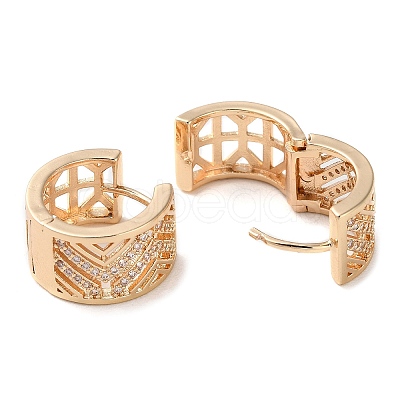 Rack Plating Brass Micro Pave Cubic Zirconia Thick Hoop Earrings EJEW-P238-08KCG-1