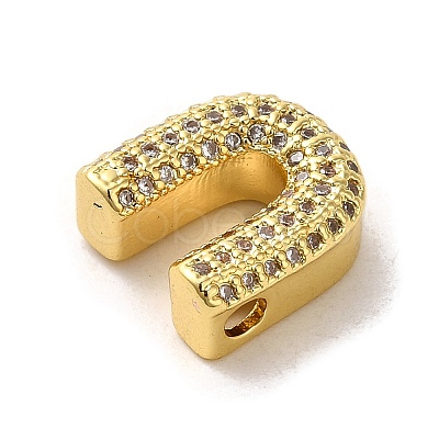 Brass Micro Pave Clear Cubic Zirconia Charms ZIRC-C009-01G-U-1