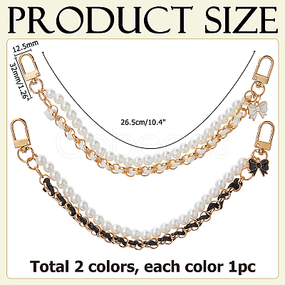 2Pcs ABS Plastic Imitation Pearl Bag Handles HJEW-HS00093-1