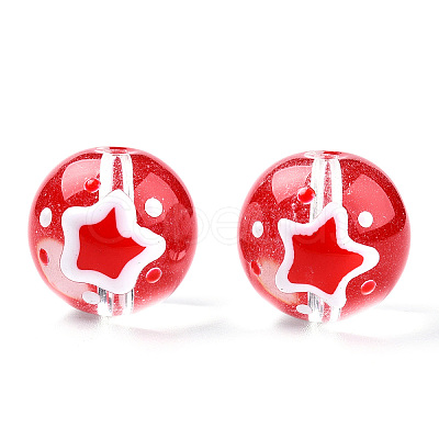 Transparent Glass with Enamel Beads LAMP-T011-21B-1