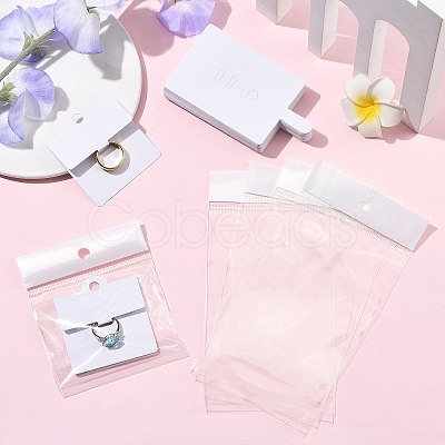 50Pcs Rectangle Foldable Paper Jewelry Display Cards for Rings CDIS-FS0001-31A-1