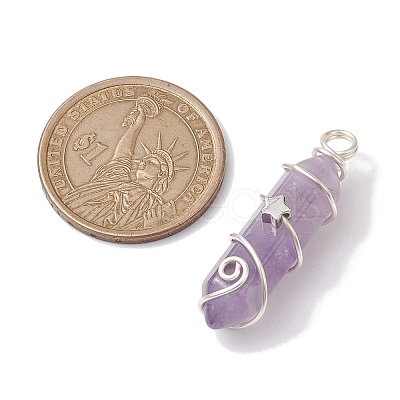 Natural Amethyst Double Terminal Pointed Pendants PALLOY-JF02673-01-1