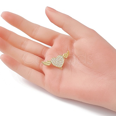 Brass Micro Pave Clear Cubic Zirconia Brooch Findings JEWB-YW0001-02G-1