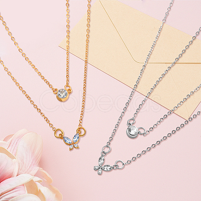 4Pcs 2 Colors Alloy Crystal Rhinestone Double Layered Necklaces NJEW-HY0001-25A-1