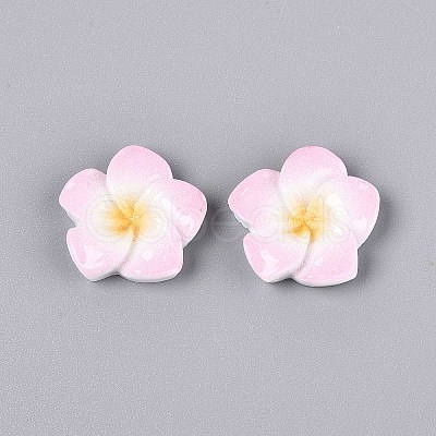 Plumeria Flower Opaque Resin Cabochons CRES-T025-30C-02-1