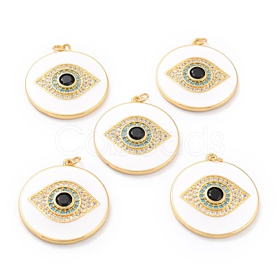 Real 18K Gold Plated Brass Micro Pave Cubic Zirconia Pendants ZIRC-L100-084G-1
