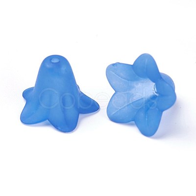 Blue Frosted Transparent Acrylic Flower Beads X-PLF018-10-1