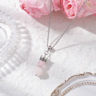 6Pcs 6 Colors Handmade Glass Beaded Prince with Crown Pendant 304 Stainless Steel Cable Necklaces for Women NJEW-JN05447-1