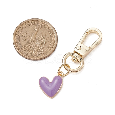 Alloy Enamel Heart Pendant Decorations HJEW-JM02519-1