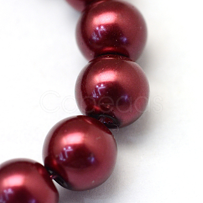 Baking Paint Pearlized Glass Pearl Round Bead Strands HY-Q330-8mm-39-1