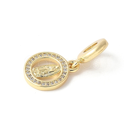 Brass Micro Pave Cubic Zirconia European Dangle Charms ZIRC-I071-24G-1