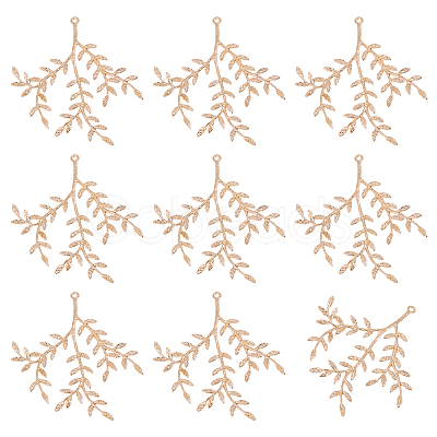 8Pcs Brass Leaf Pendants KK-CA0002-79-1