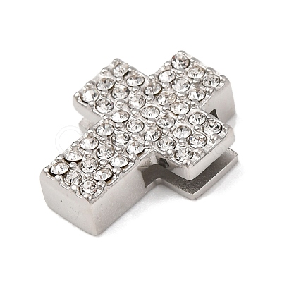 304 Stainless Steel Rhinestone Slide Charms STAS-P421-04D-P-1
