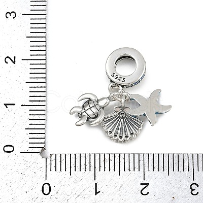 925 Sterling Silver Indicolite Rhinestone European Dangle Charms KK-P324-10P-1