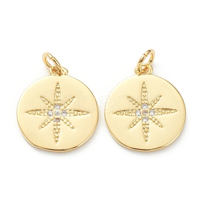 Brass Micro Pave Clear Cubic Zirconia Pendants ZIRC-P200-18A-G-1