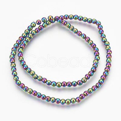 Electroplate Non-Magnetic Synthetic Hematite Beads Strands G-F585-C02-4mm-1