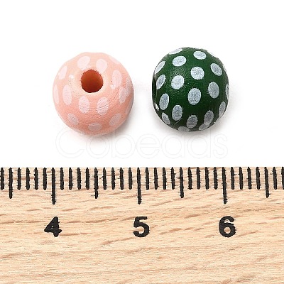 Printed Schima Wood Beads WOOD-L022-04A-01-1