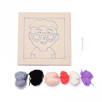 Boy with Glasses Punch Embroidery Supplies Kit DIY-H155-01-1