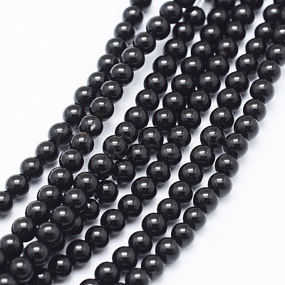 Natural Black Onyx Beads Strands G-E469-08-3mm-1