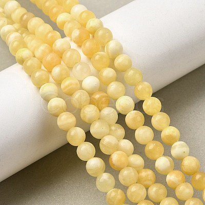 Natural Yellow Jade Beadd Strands G-A274-A01-6mm-1