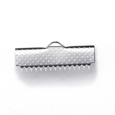Tarnish Resistant 304 Stainless Steel Ribbon Crimp Ends STAS-N0013-05P-1