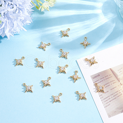 14Pcs Brass Micro Pave Cubic Zirconia Pendants KK-BBC0028-17-1