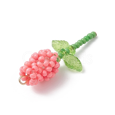 Glass Seed Beaded Rose Pendants PALLOY-MZ00959-04-1