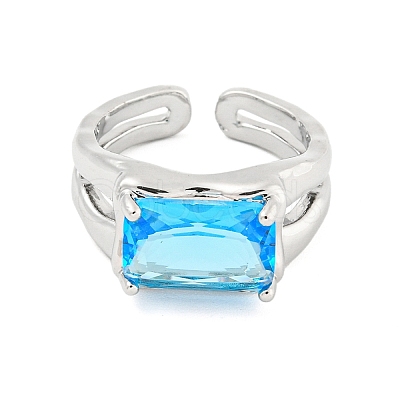 304 Stainless Steel Cubic Zirconia Open Cuff Ring RJEW-S406-05P-05-1
