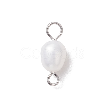 Natural Cultured Freshwater Pearl Rice Connector Charms PALLOY-JF04186-01-1