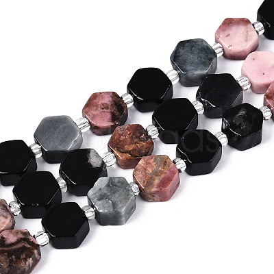Natural Rhodonite & Eagle Eye & Obsidian Beads Strands G-N358-03A-03-1