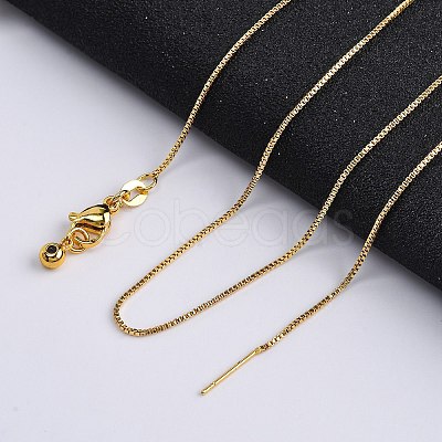 Adjustable Electroplate Brass Venetian Chain Necklaces LS-MAK-L028-02G-1